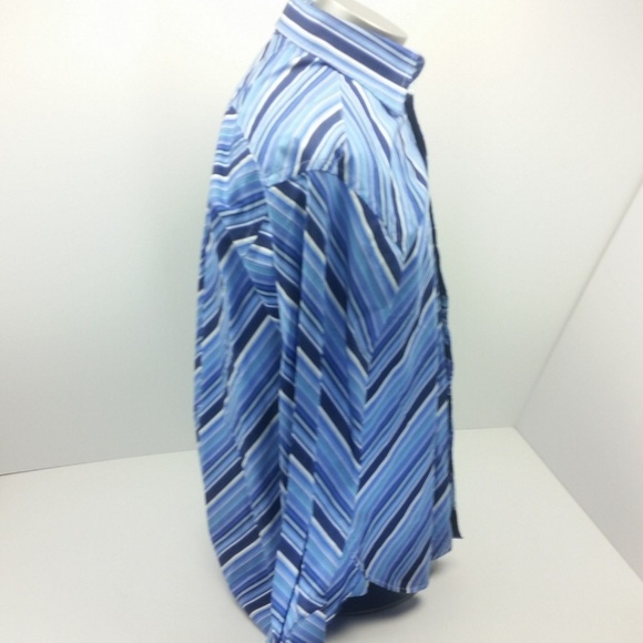 Tommy Hilfiger Striped Shirt Blue 80s 2 Ply Party - Picture 2 of 8